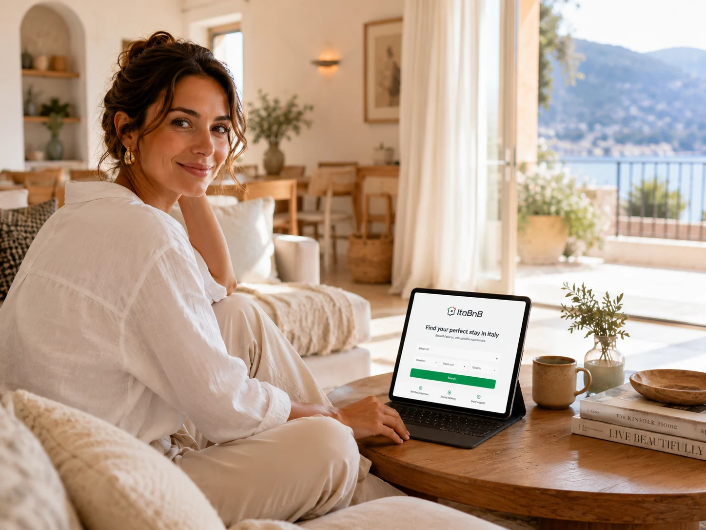 Alice esplora il sito dimostrativo ItaBnB dal tablet